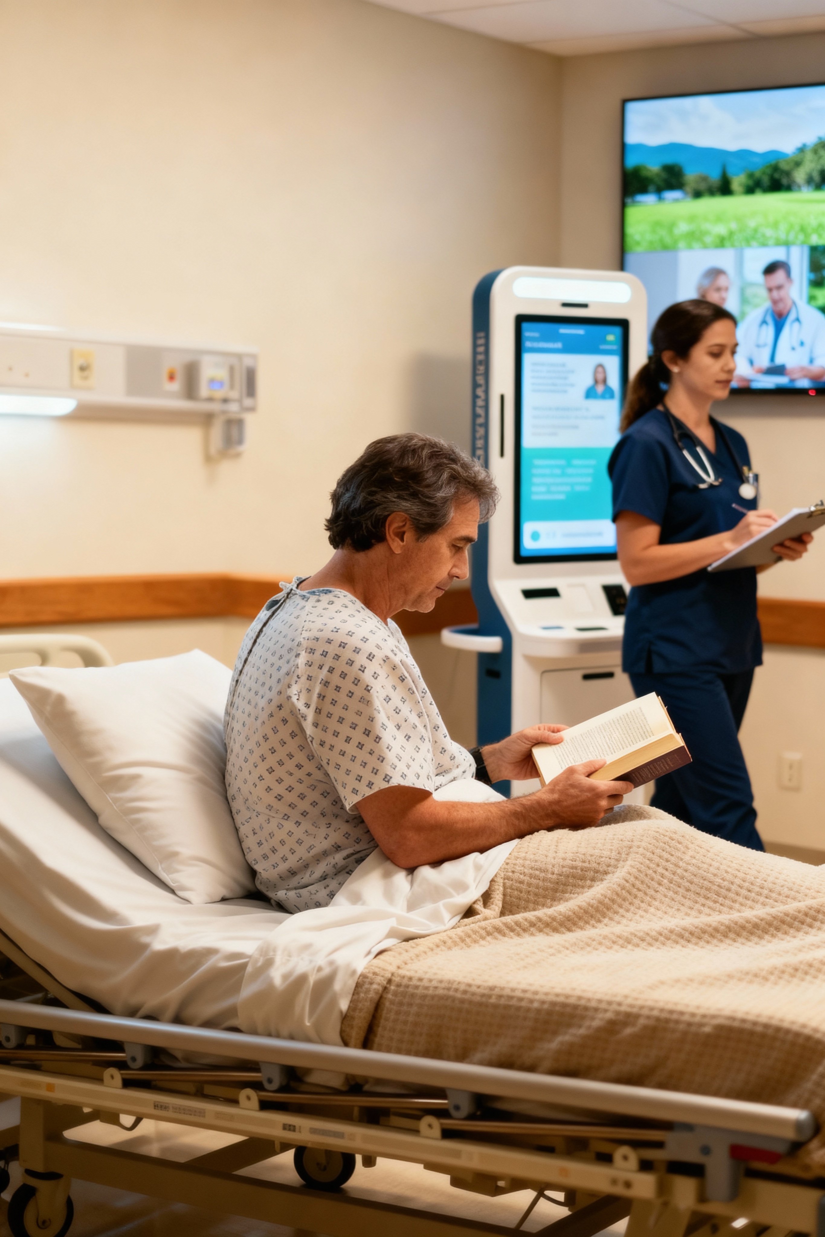 Hospital digital signage displaying real-time department information